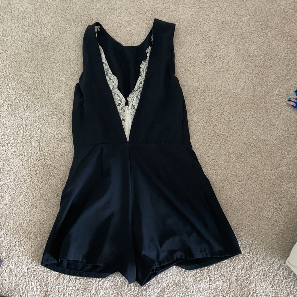 Aqua lace back romper